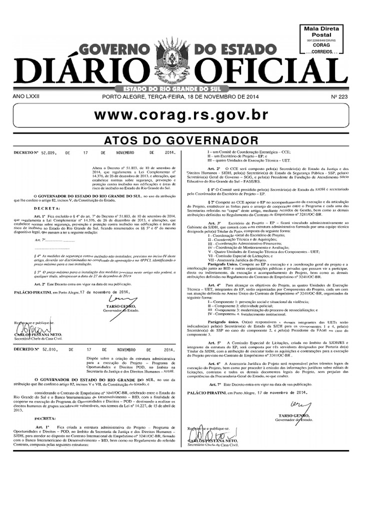 Atos do Governador - Diário Oficial 2014 | PDF | Estado | História Antiga