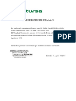 Certificado de Trabajo: Empresa de Transporte Turistico Olano S.A