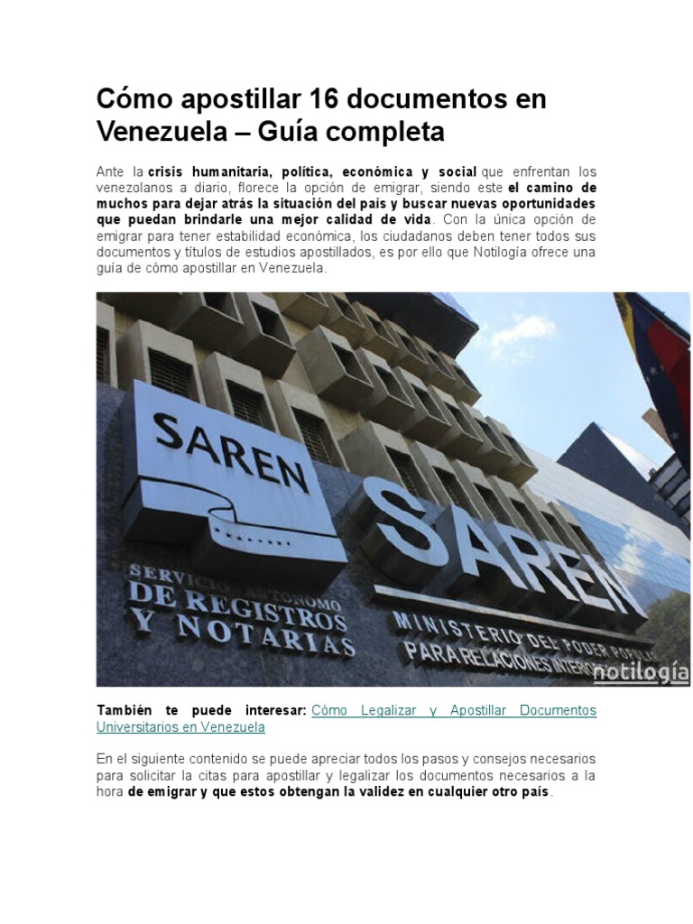 Guía para Apostillar Documentos en Venezuela | PDF