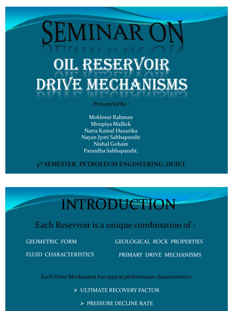 Oil Reservoir Drive Mechanisms Presentation | PDF | Petroleum Reservoir ...