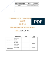 Pr-g-7.9 Procedimiento para Atención de Quejas Lab - Sta Rosa