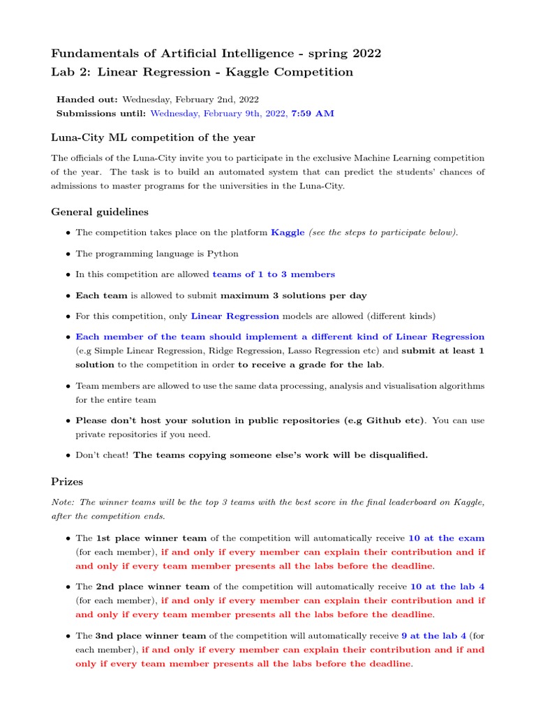 Fundamentals of Artificial Intelligence - Spring 2022 Lab 2: Linear ...