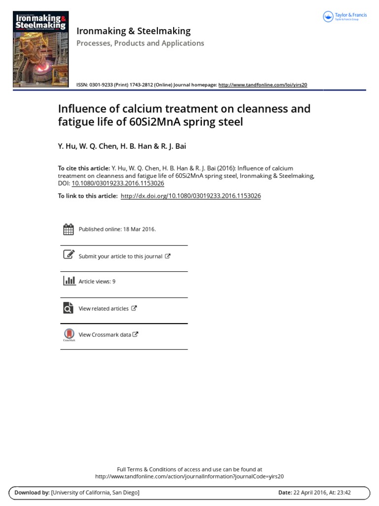 Influence of Calcium Treatment On Cleanness and Fatigue Life of