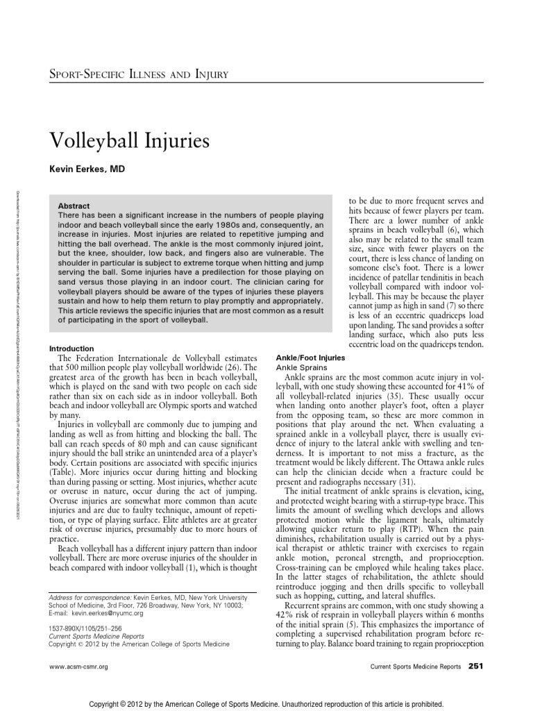 Volleyball Injuries S S I I PDF Shoulder Clinical Medicine