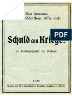 Arbeitsausschuss Deutscher Verbaende - Schuld Am Kriege - 60 Selbstzeugnisse Der Entente (1922, 36 S., Scan, Fraktur)