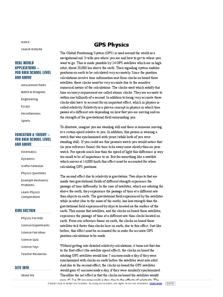 GPS Physics | PDF | Global Positioning System | Time