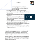 Reflections and Debates Against Anuradha A. Gokhale's Article "Collaborative Learning Enhances Critical Thinking"