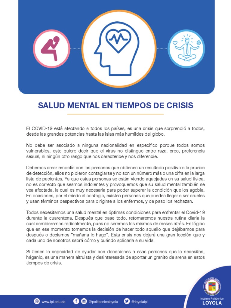 Salud Mental en Tiempos de Crisis | PDF | Adultos | Sicología