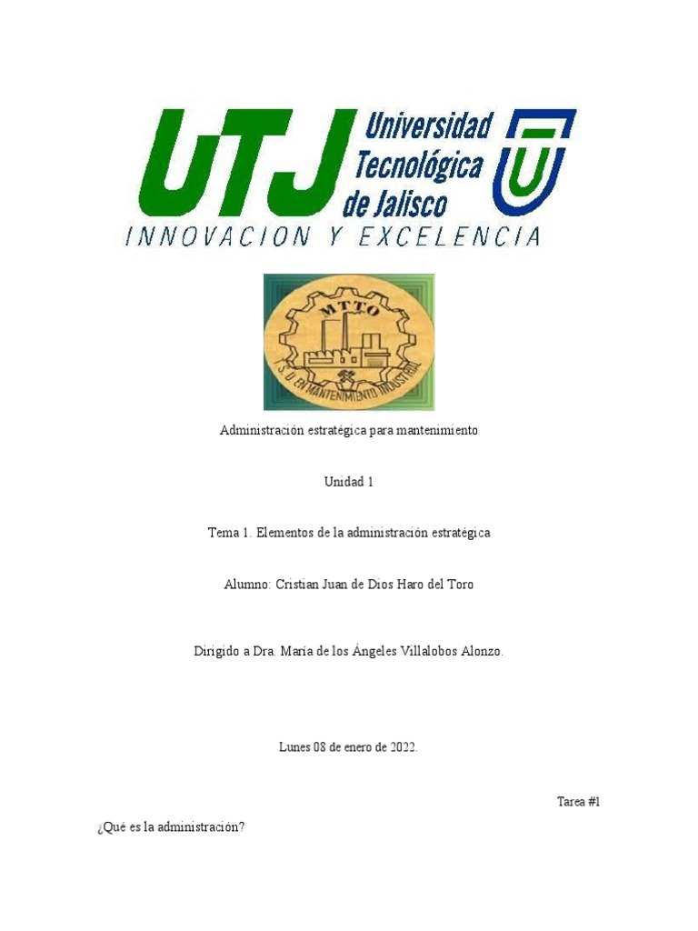 Tema 1. Elementos de La Administración Estratégica | PDF