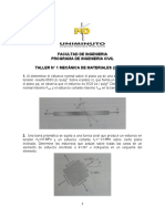 TALLER N° 1 MECÁNICA DE MATERIALES 2018 - I