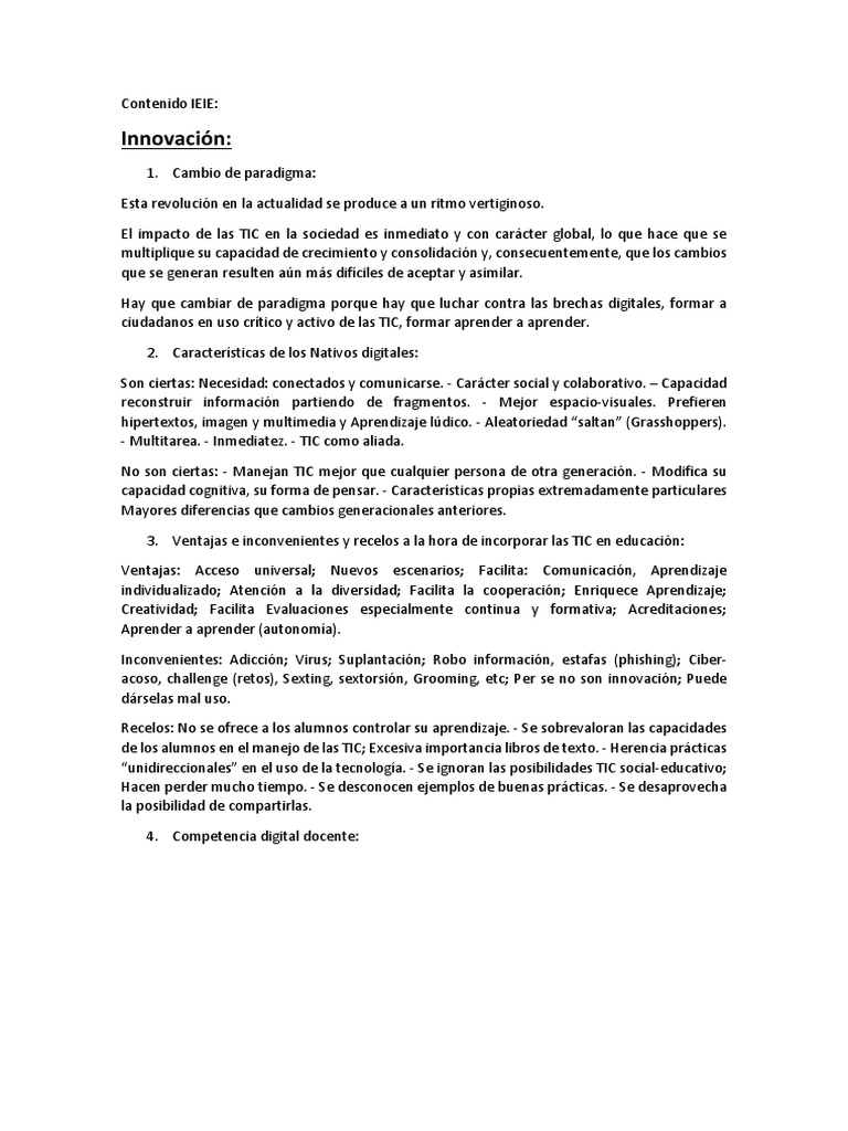 Innovación y TIC en Educación Actual | PDF | Maestros | Plan de estudios