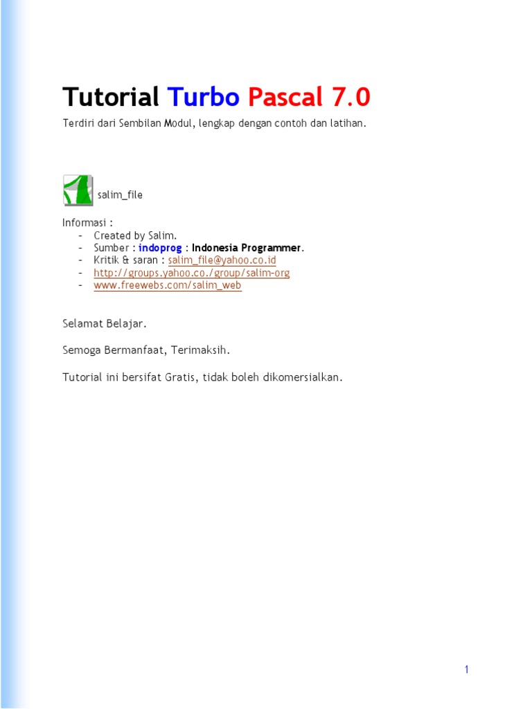 Tutorial Turbo Pascal 7.0 | PDF | Komputer