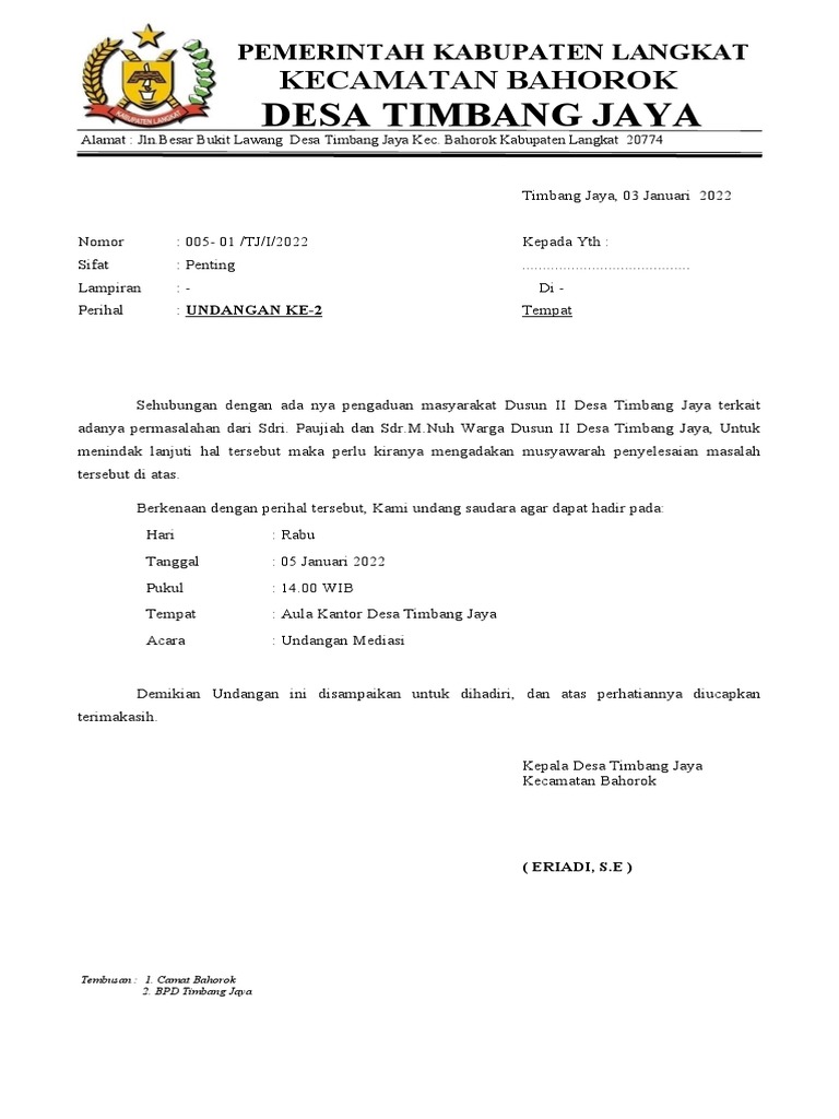 Undangan Mediasi 2 | PDF