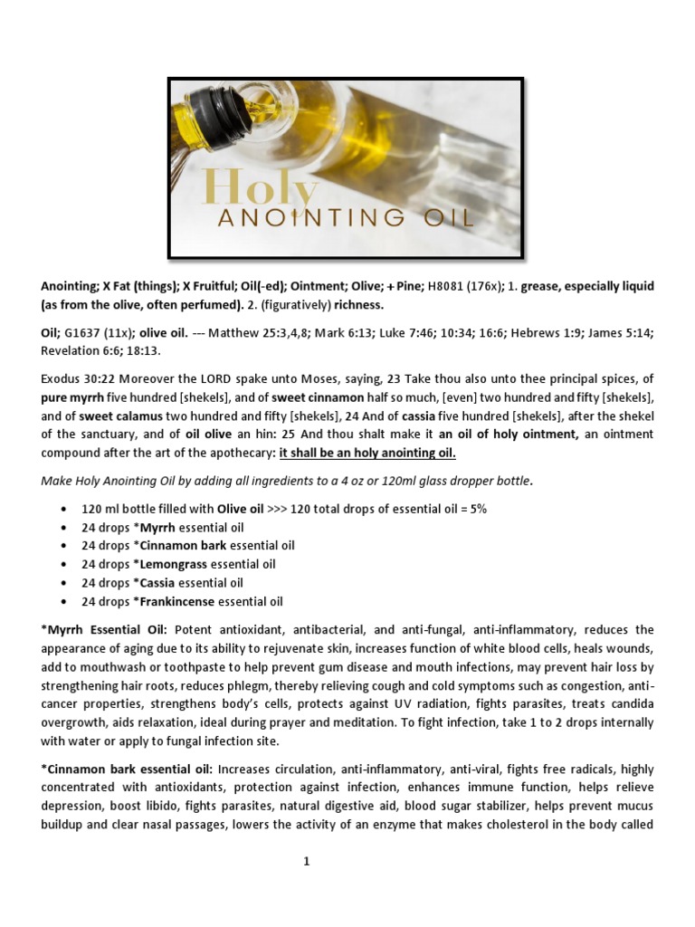 Holy Anointing Oil Recipe PDF Anointing Immune System