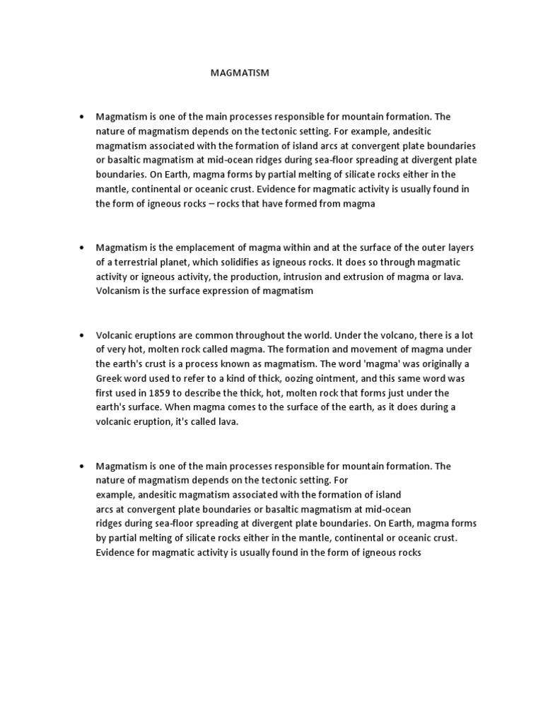 Understanding Magmatism and Its Role | PDF