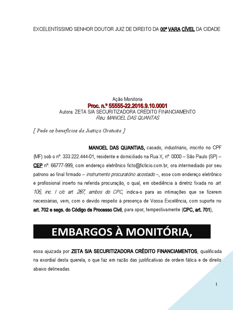 Embargos à Ação Monitória de Crédito | PDF | Juros compostos | Usura