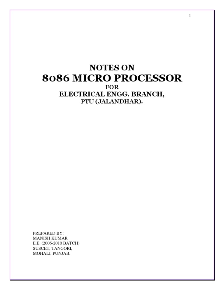 Micro Processor 8086 | PDF | Input/Output | Central Processing Unit