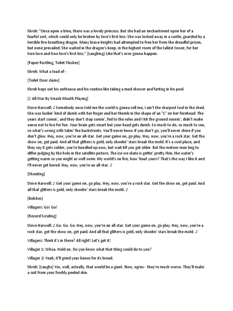 The Shrek Movie Script PDF