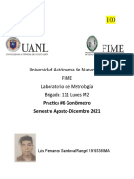 Universidad Autónoma de Nuevo León Fime Laboratorio de Metrología Brigada: 111 Lunes M2
