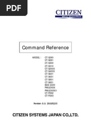 Citizen Commandreferencepos Printer Computing Text