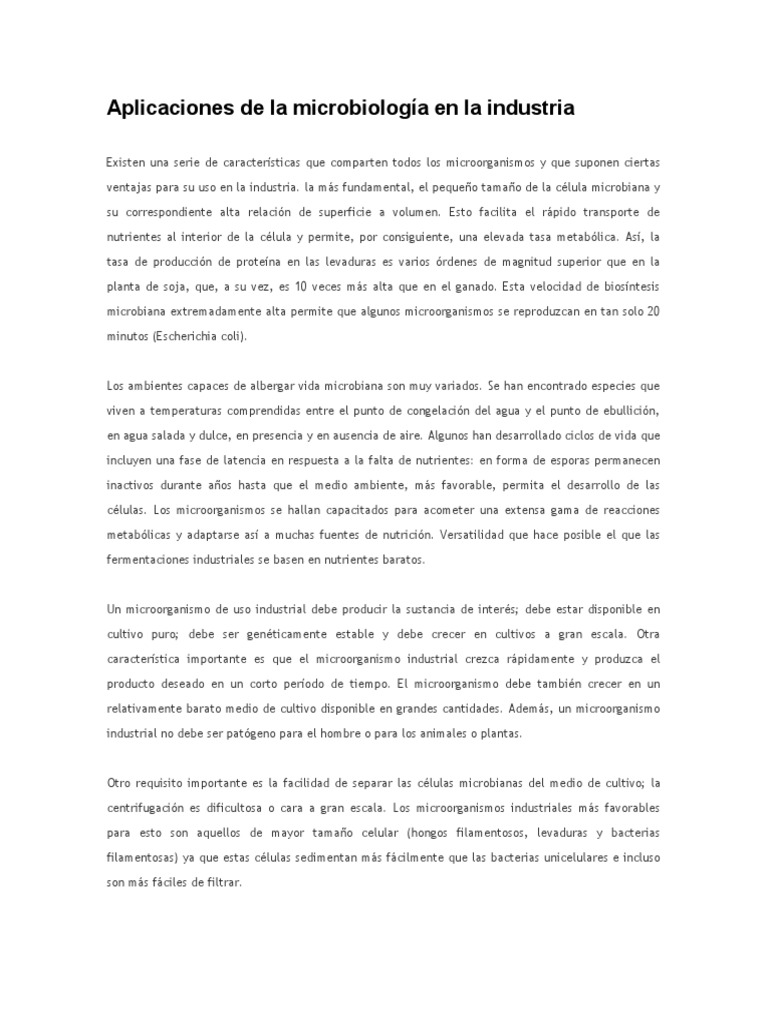 Aplicaciones de La Microbiología en La Industria Alimentaria | PDF ...