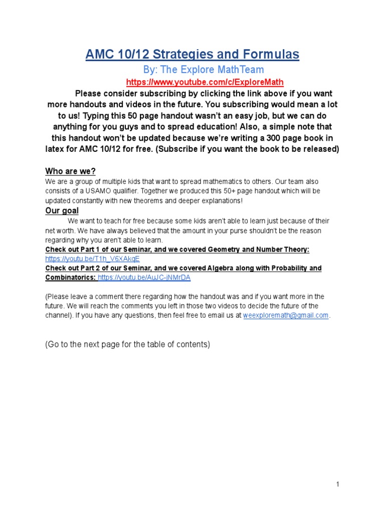 AMC 10/12 Strategies and Formulas Guide | PDF | Triangle | Mathematics