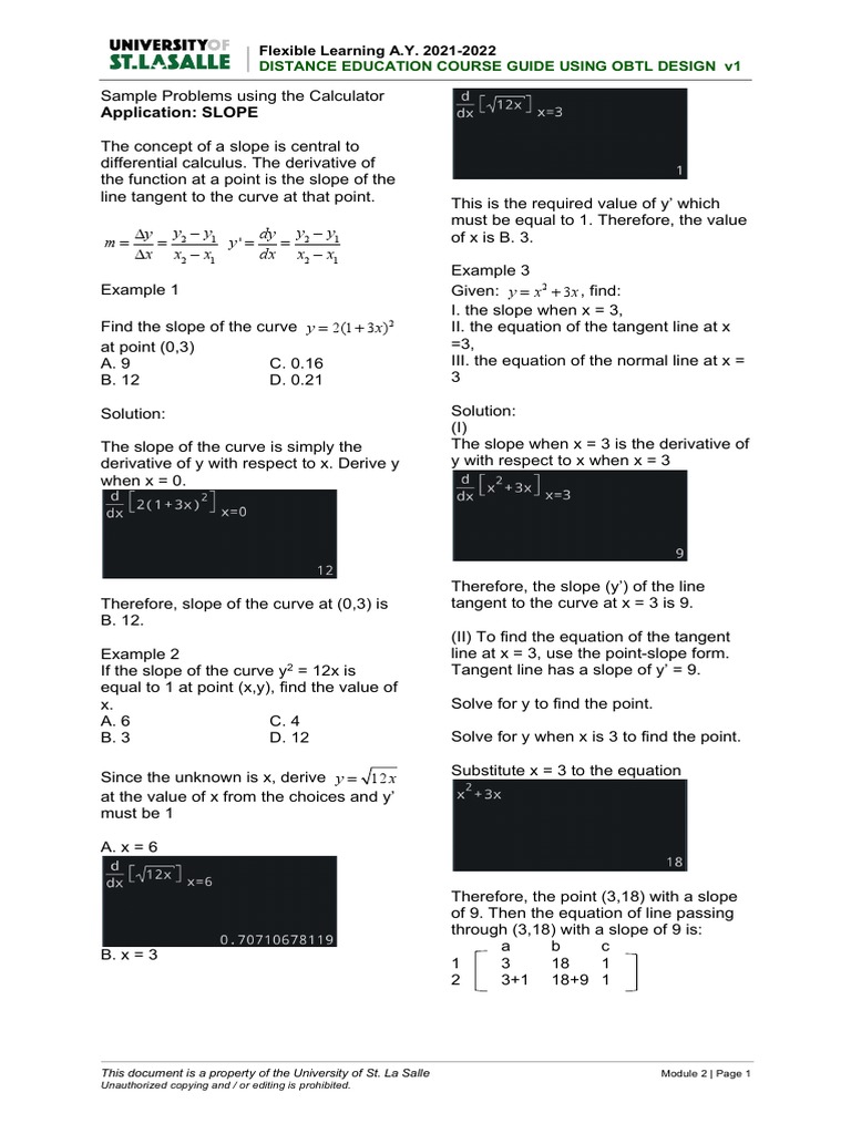 Calculus Problem Solving Guide | PDF | Slope | Tangent