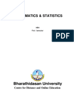 Mathematics Statistics MBA 1st Sem
