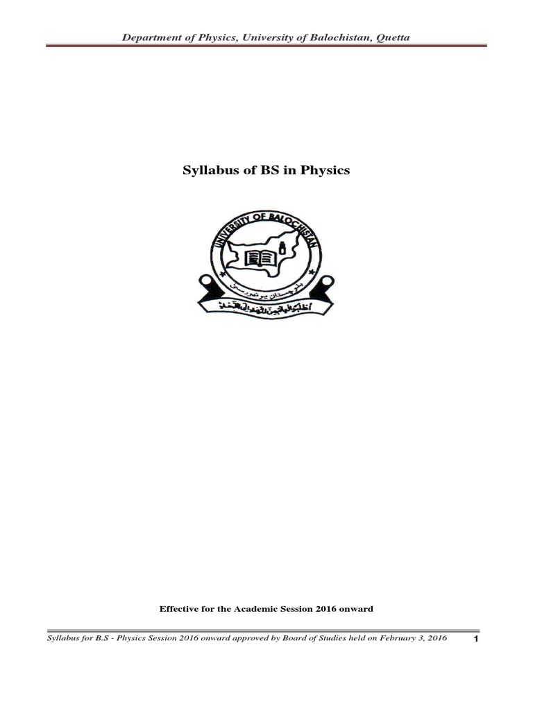 BS Physics Syllabus 2016 Onward | PDF | Amplifier | Magnetic Field