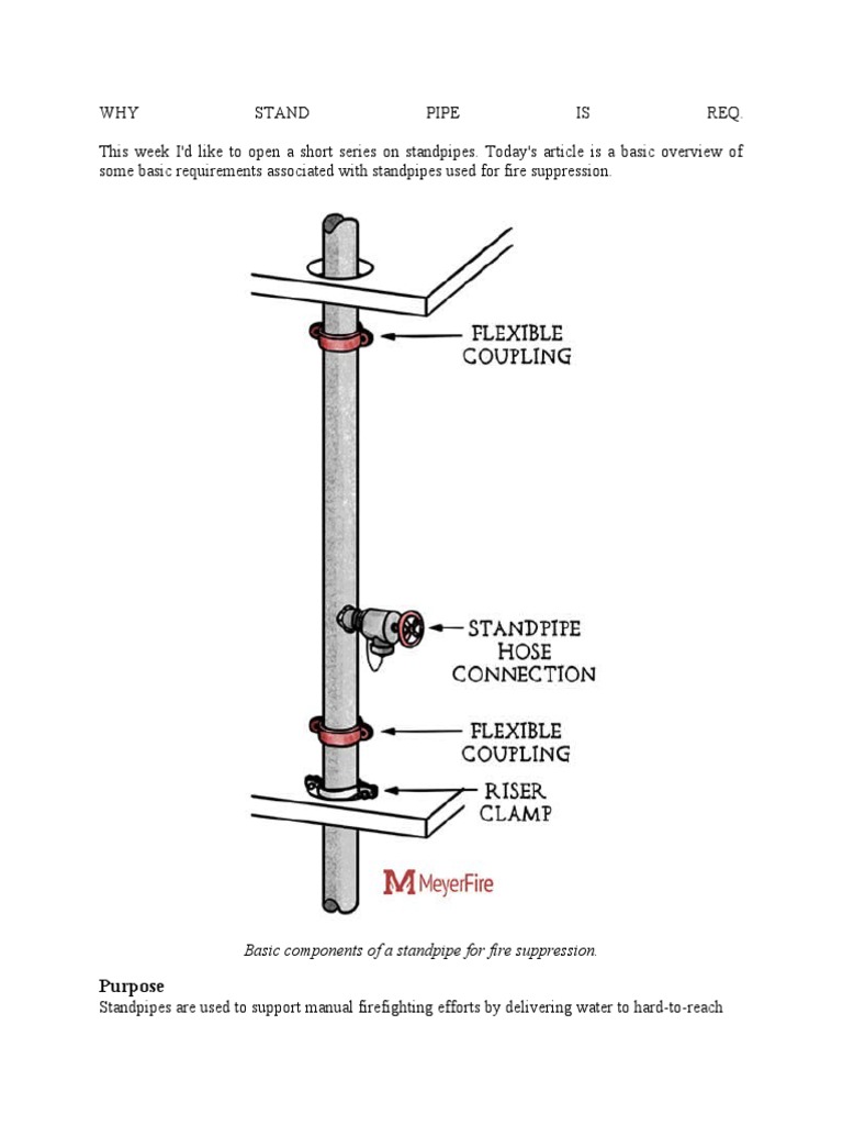 Purpose Basic Components of A Standpipe For Fire Suppression PDF Pipe (Fluid Conveyance