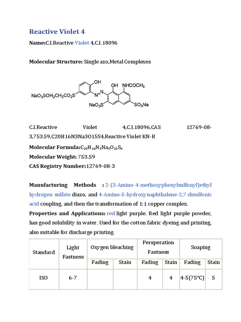 Reactive Violet 4 | PDF | Home & Garden | Science & Mathematics