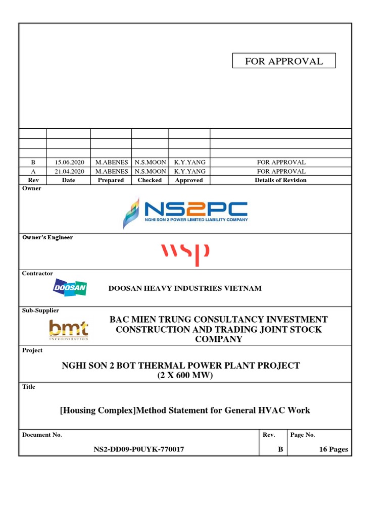Method Statement For General HVAC Work | PDF | Duct (Flow) | Pipe ...