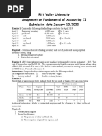 Rift Valley University Assignment On Fundamental of Accounting II Submission Date January 10/2022