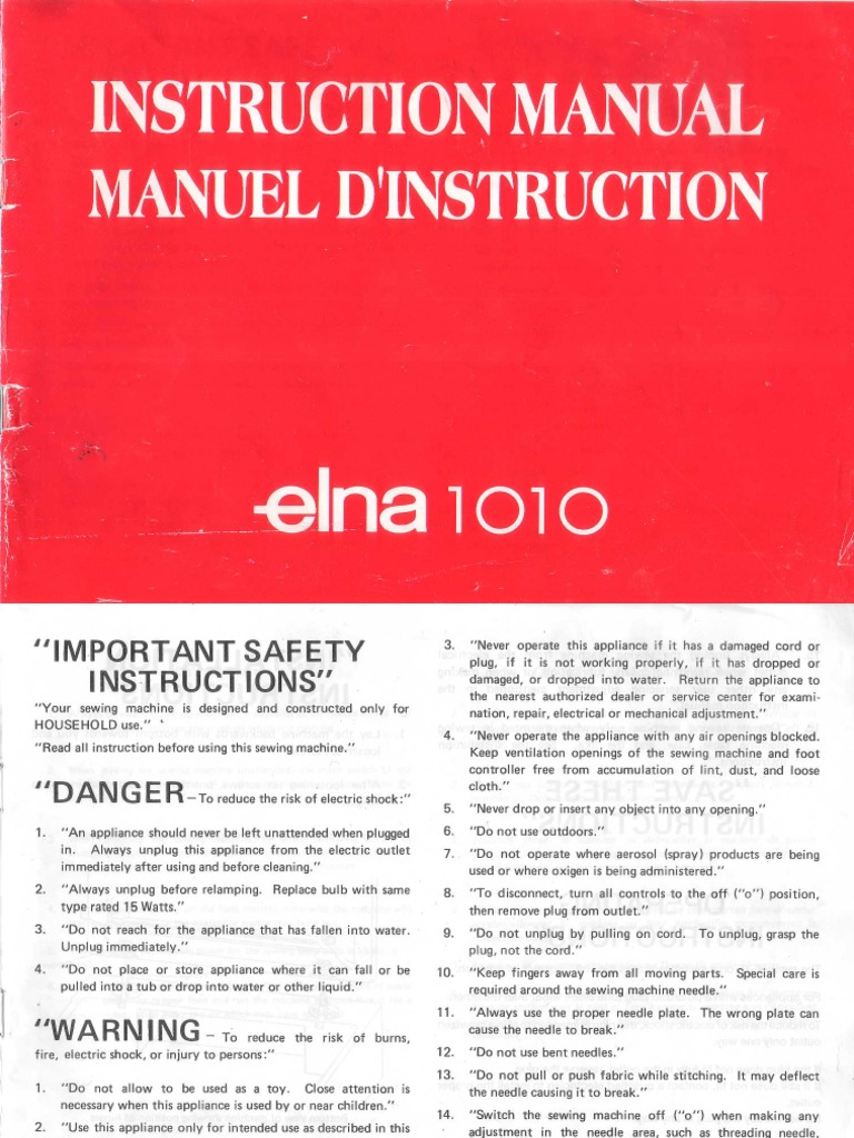 Elna 1010 Manual PDF