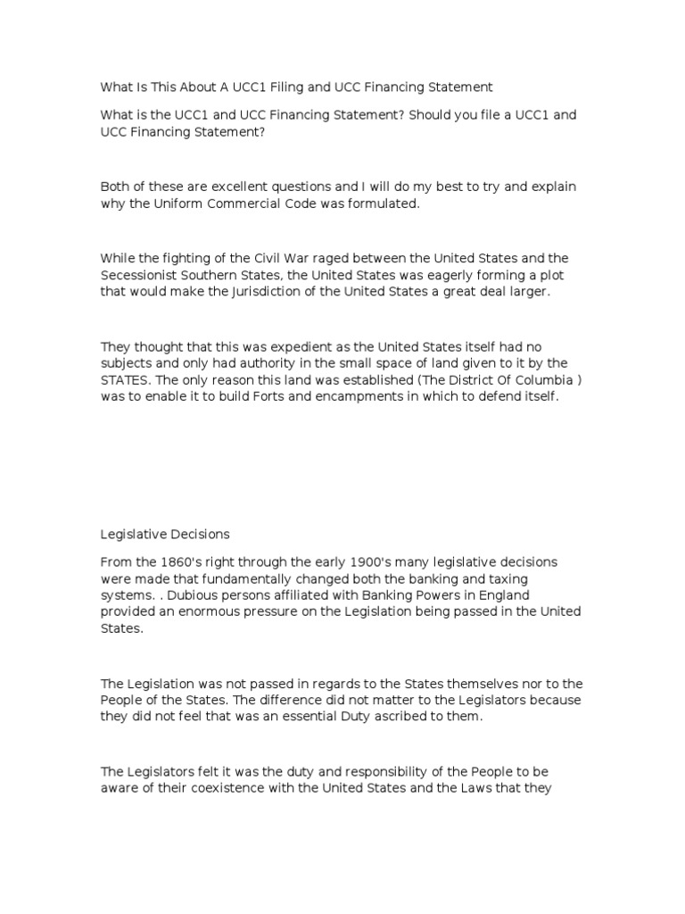 Understanding UCC1 Filings and History | PDF | Security Interest ...