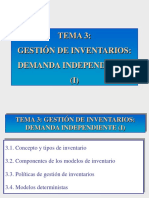 TEMA 3 Gestion de Inventarios: Demanda Independiente