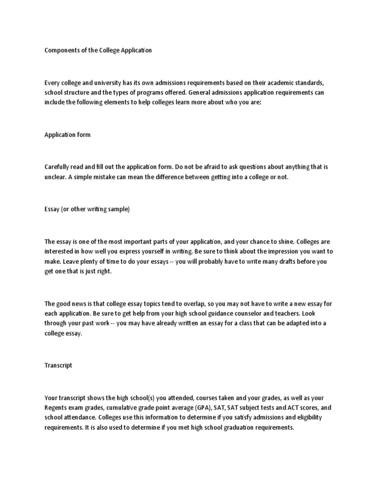 Components of The College Application | PDF | Sat | Essays