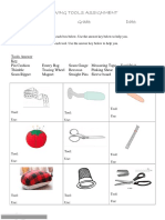SEWING TOOLS ASSIGNMENT IDENTIFICATION AND USE