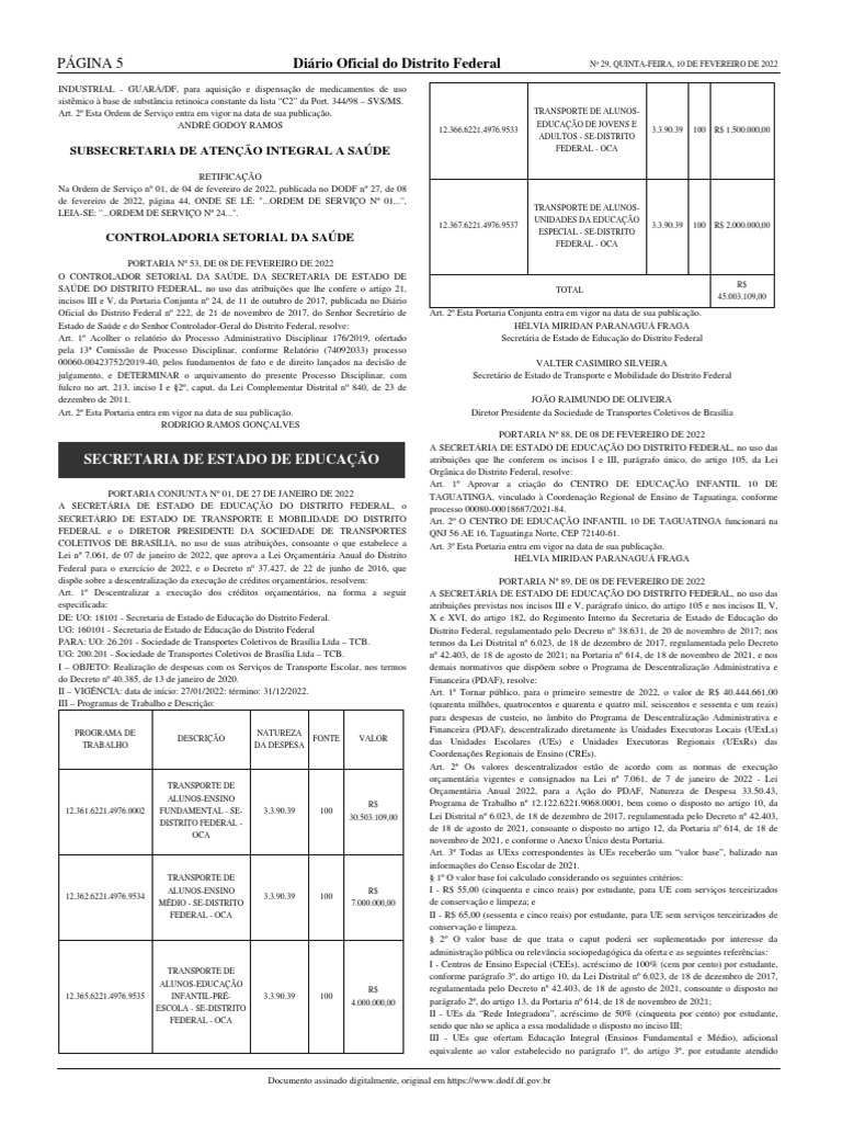 Dodf 139 26-07-2022 Integra-39-98, PDF, Orçamento governamental