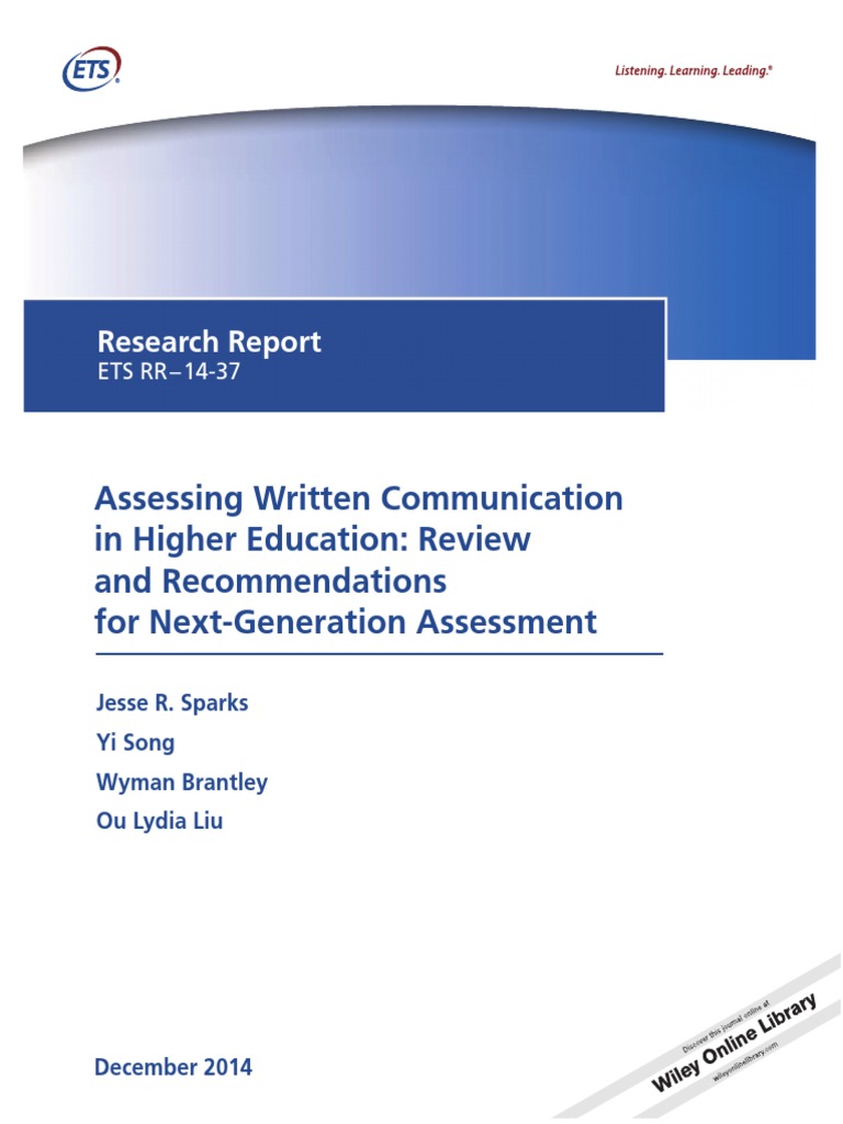 Sparks Et Al 2014 Assessing Written Communication In Higher