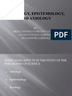 Ontology, Epistemology and Axiology: Three Main Aspects in the Study of Philosophy of Science