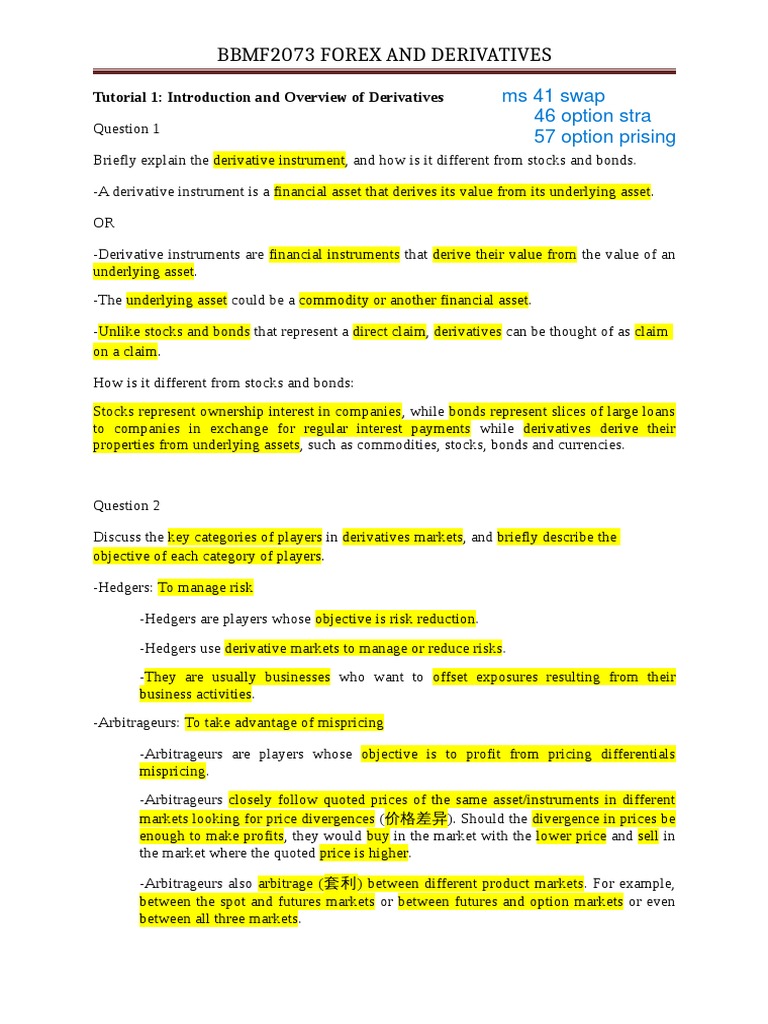 Forex and Derivatives Overview | PDF | Foreign Exchange Market | Derivative  (Finance)