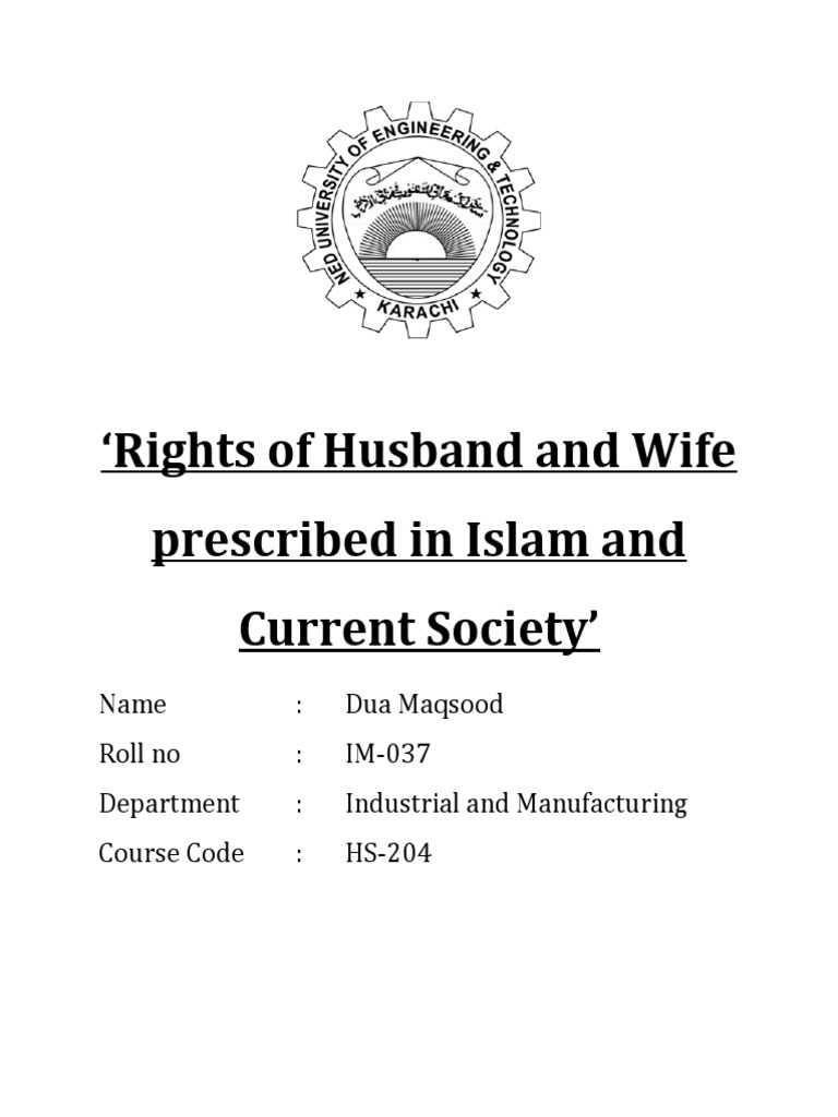 Rights of Husband and Wife Prescribed in Islam and Current Society ...
