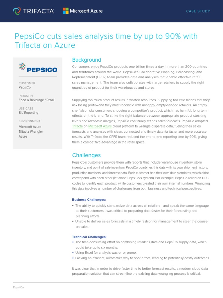 PepsiCo's Data Transformation with Trifacta | PDF | Inventory | Retail