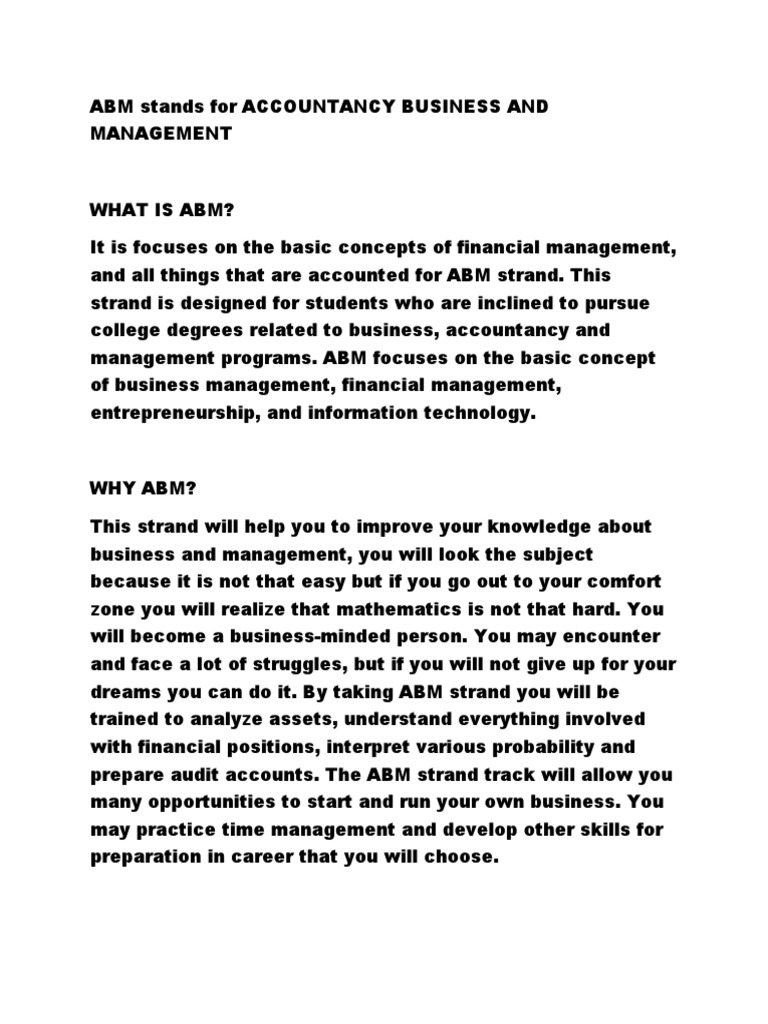 Understanding the ABM Strand | PDF | Accounting | Cognition