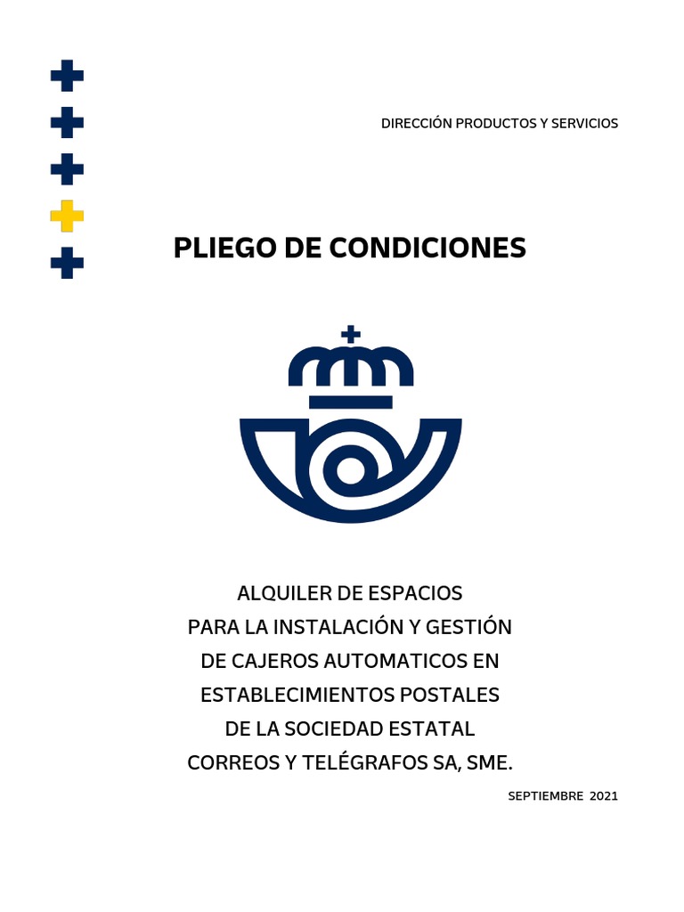 Pliego Condiciones de Servicio de Cajeros Correos | PDF | Correo | Impuestos