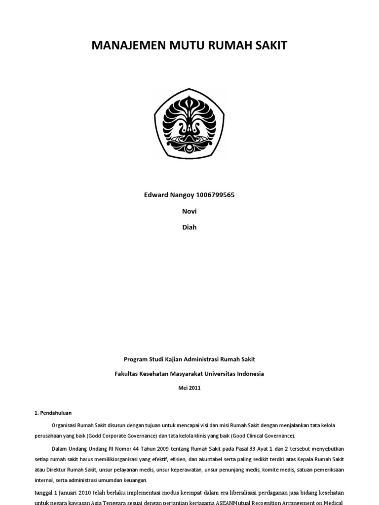 Manajemen Mutu Rumah Sakit Ed