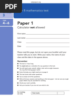 KS3 Year 8 Maths 2011 - Paper 1 - Level 4-6