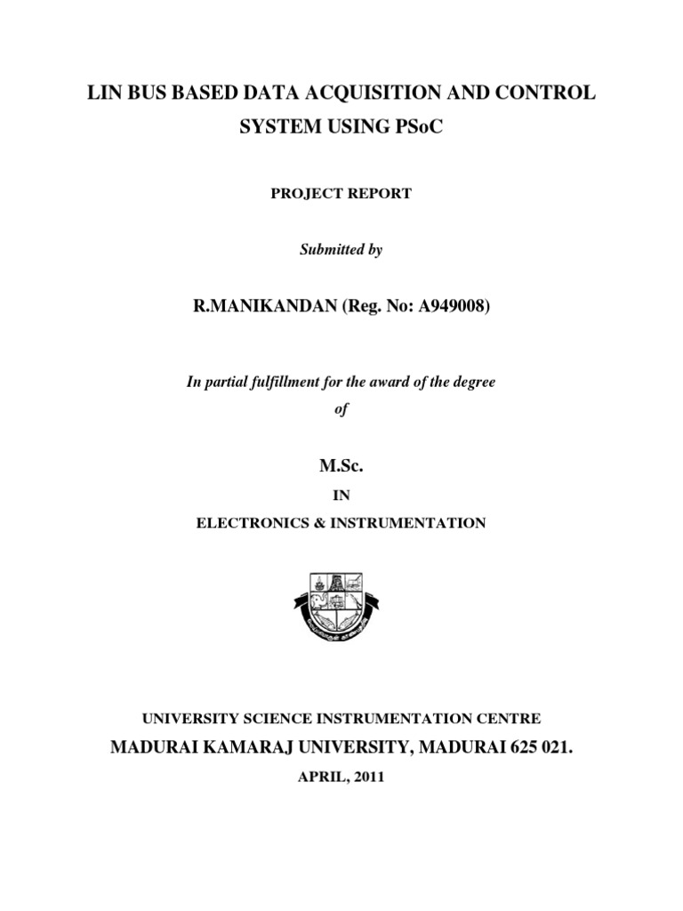 Lin Bus Based Data Acquisition and Control System Using Psoc | PDF ...