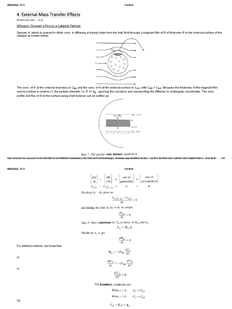External Mass Transfer in Catalysis | PDF | Reaction Rate | Physical ...